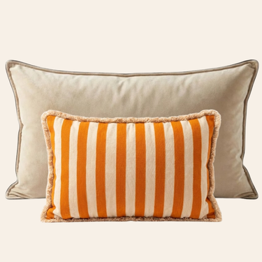 Kotabo Novi Dekokissen-Set – 2 Kissen – Butterbeige &amp; Haferflockenorange