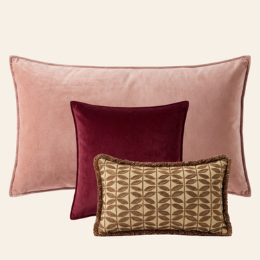 Kotabo Pippa Dekokissen-Set – 3 Kissen – Zartrosa, kräftiges Beige &amp; zauberhaftes Mauve