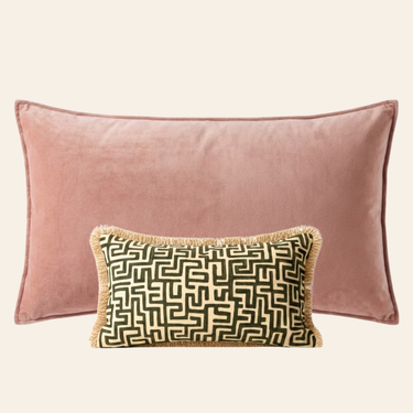 Kotabo Dekokissen-Set Puck – 2 Kissen – Rosa &amp; Oliv