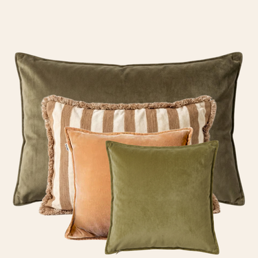 Kotabo Quinty Dekokissen-Set – 4er-Set Kissen – Rosa, Pistazie, Karamell &amp; Beige