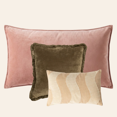 Kotabo sierkussenset Rosa – Set van 3 kussens – Pink, Olive & Beige