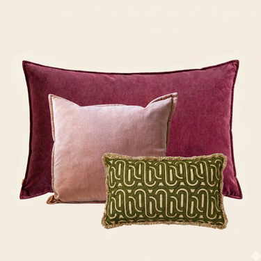 Kotabo sierkussenset Filou – Set van 3 kussens – Mauve, Pink & Olive